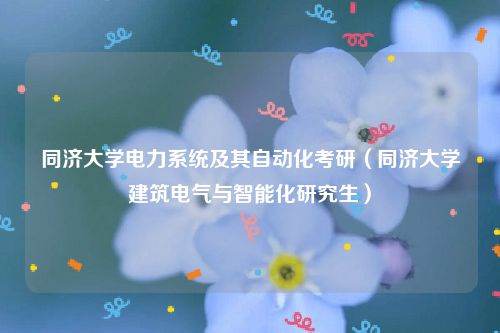 同济大学电力系统及其自动化考研（同济大学建筑电气与智能化研究生）