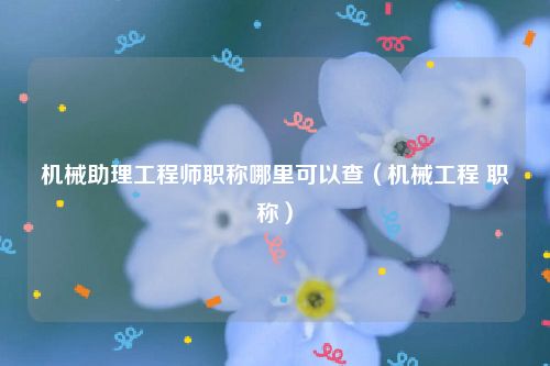 机械助理工程师职称哪里可以查（机械工程 职称）